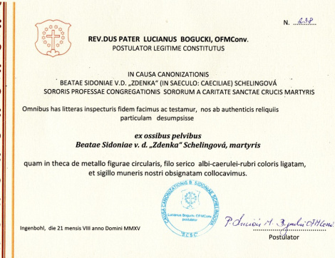 Inštalácia relikvie bl. Zdenky 10.9.2017